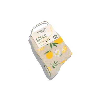 Kids Socks that Plant Trees (Beige Lemons)