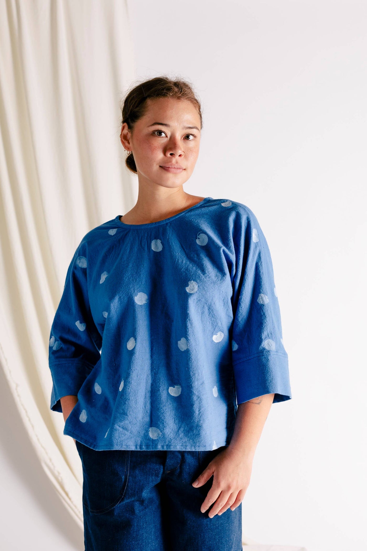 3/4 Sleeve Hanna Top - Cotton Khadi