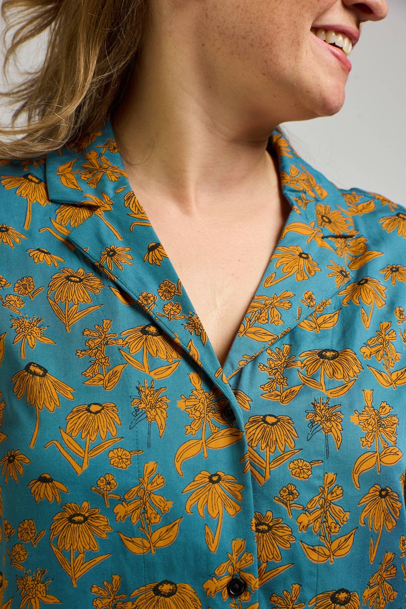 Camp Shirt - Teal Floral