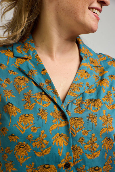 Camp Shirt - Teal Floral
