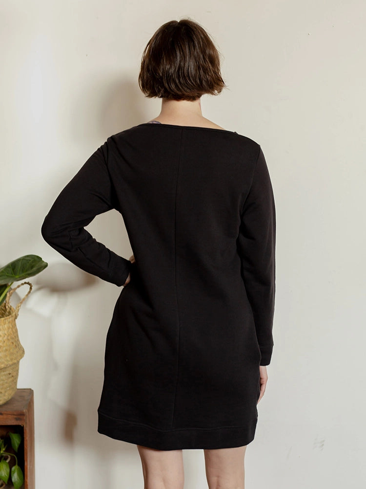 Sweatshirt Dress - Loop Knit Black