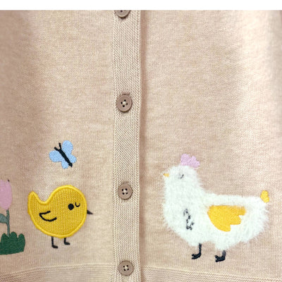 Chicken Little Embroidered Sweater Baby Cardigan (Organic)