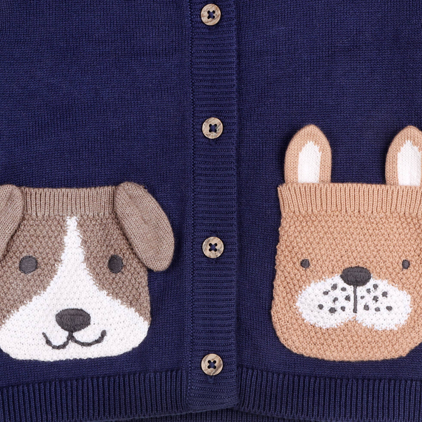 Dog Pocket Embroidered Sweater Knit Baby Cardigan