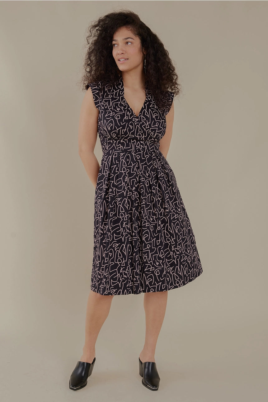 Lucille Dress - Black Lines