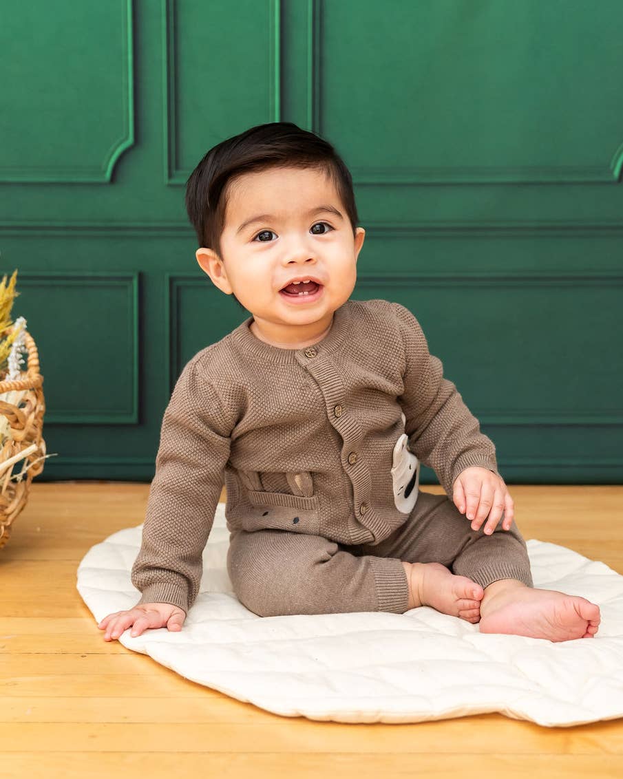 Animal Pocket Button Cardigan Baby Sweater (Organic Cotton)