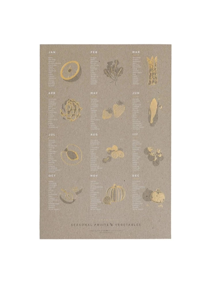 Fruit & Veg Foil Pressed Print