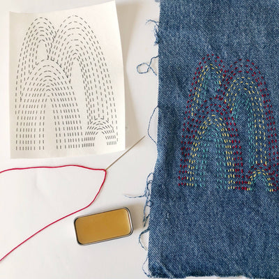 Washable Mending Transfers Set #2 Red Patterns