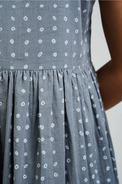 Olivia Dress - Slate Blue Dots