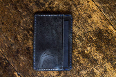 Leather Card Wallet - Electric Black