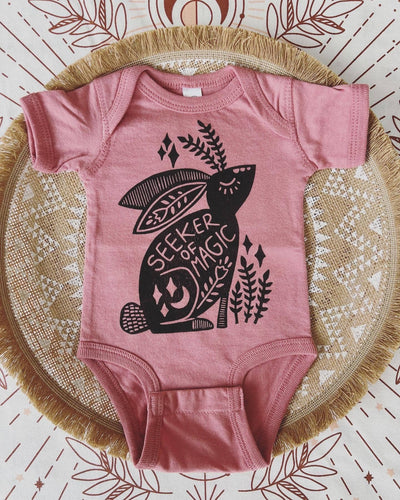 Seeker of Magic Baby Bodysuit, Rabbit baby outfit.