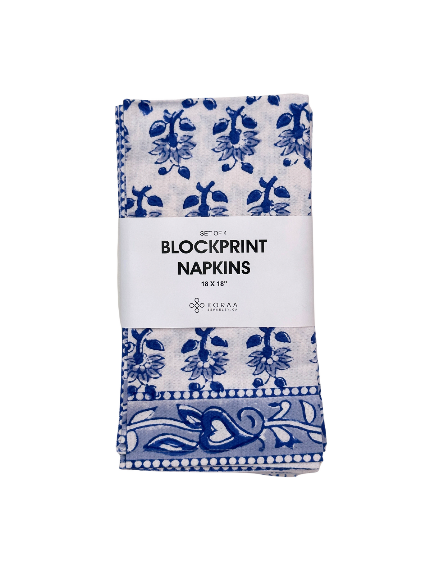 Blue Gray Blockprint Napkin Set