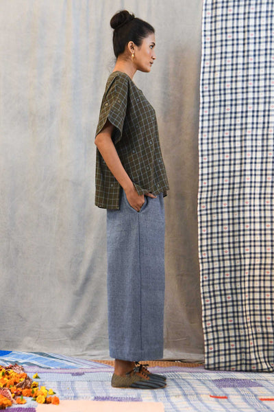 Jamdani Handloom Box Shirt in Brown