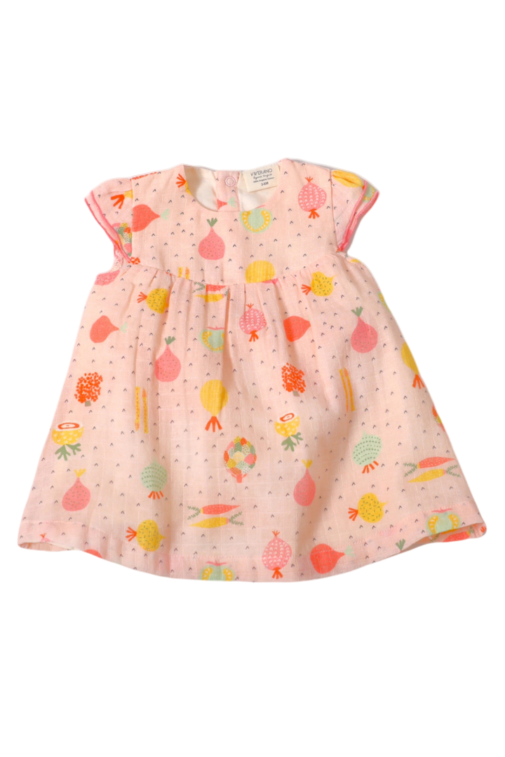 Veggie Baby Cap Sleeve Muslin Dress Bloomer (Organic Muslin)