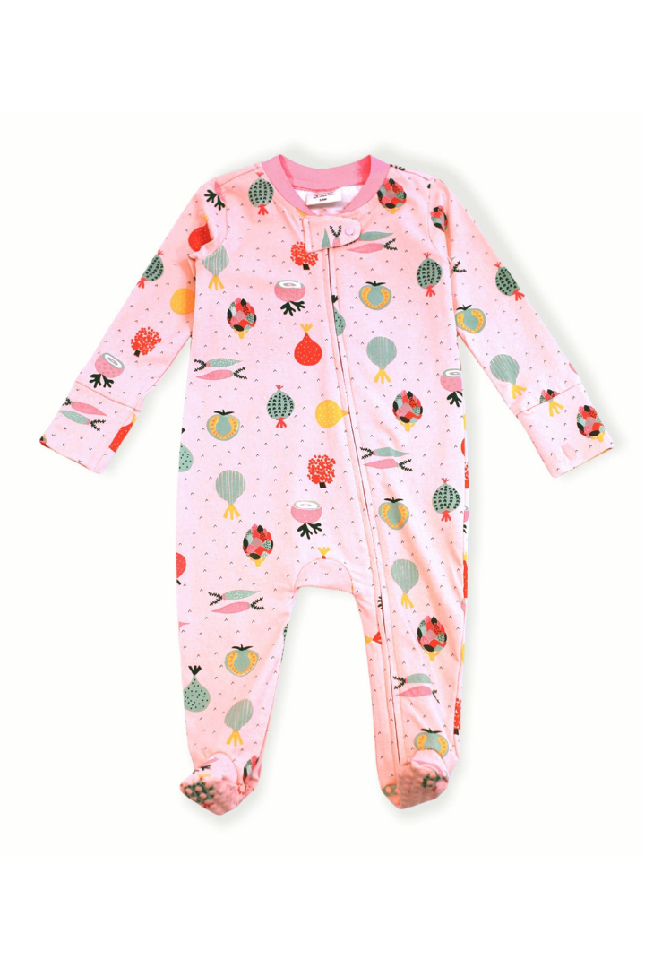 Veggie Zipper Footie Baby Romper (Organic Cotton)