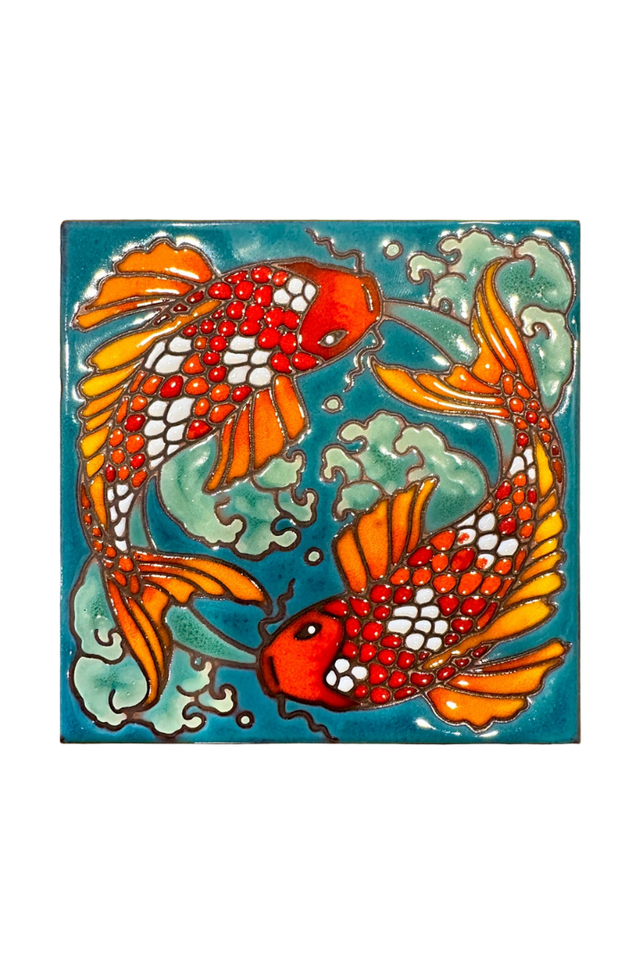 Hand Glazed Tile - Koi