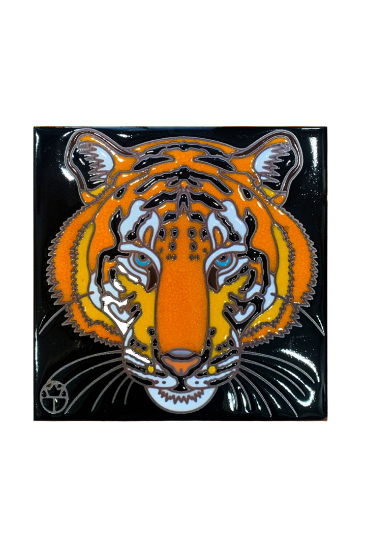 Wil Taylor Tiger Hand Glazed Art Tile Trivet