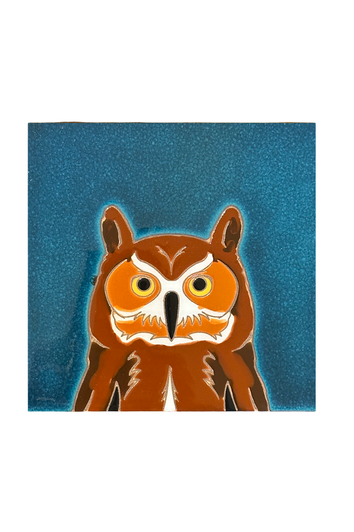 Owl Hand Glazed Art Tile Trivet
