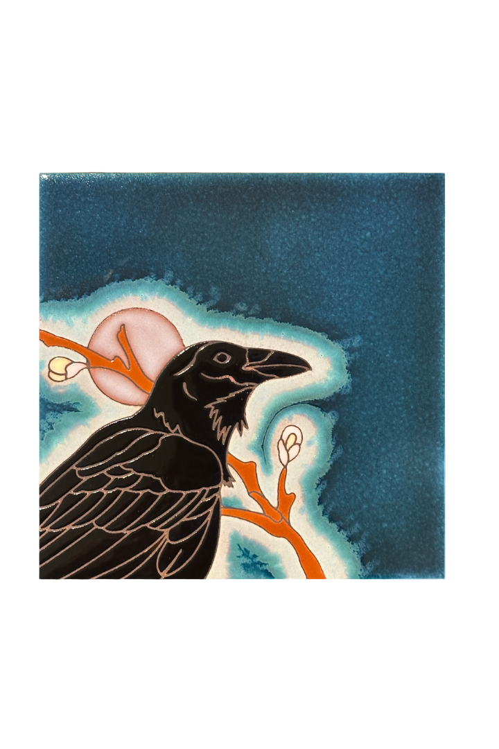 Raven Hand Glazed Hand Glazed Art Tile Trivet
