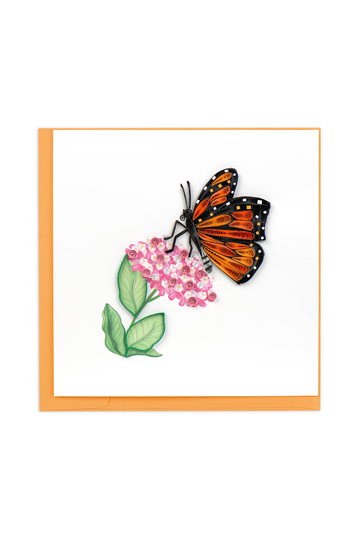 Quilled Monarch Milkweed Butterfly Greeting Card