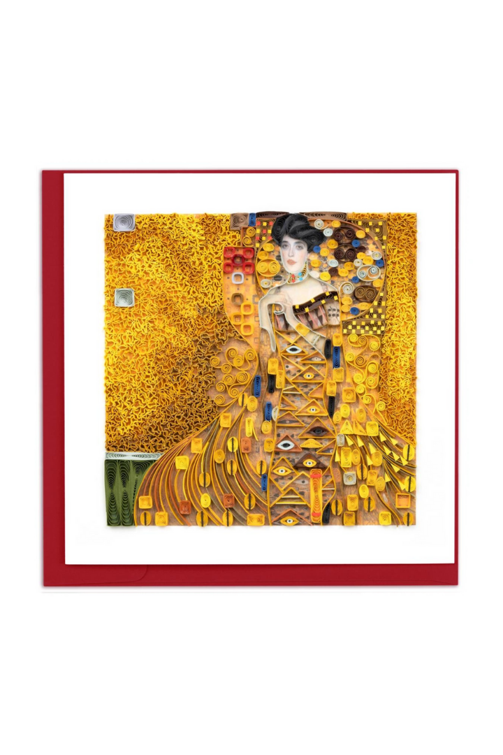 Artist Series: Quilled Lady in Gold Klimt Greeting Card