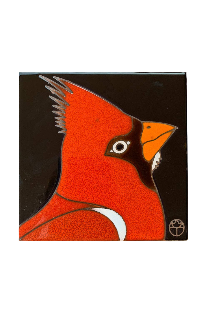 Cardinal Hand Glazed Art Tile Trivet