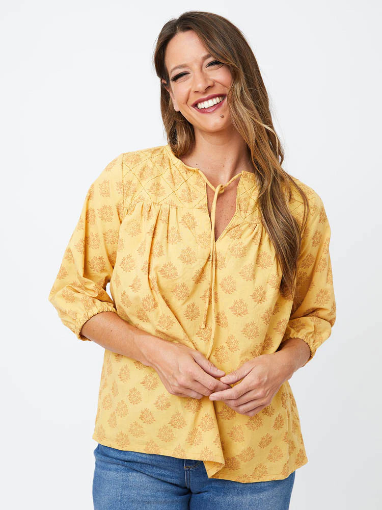 Devi Floral Stamp Blouse