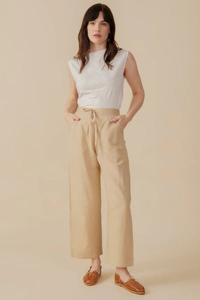 Emmy Drawstring Pant - Birch Linen