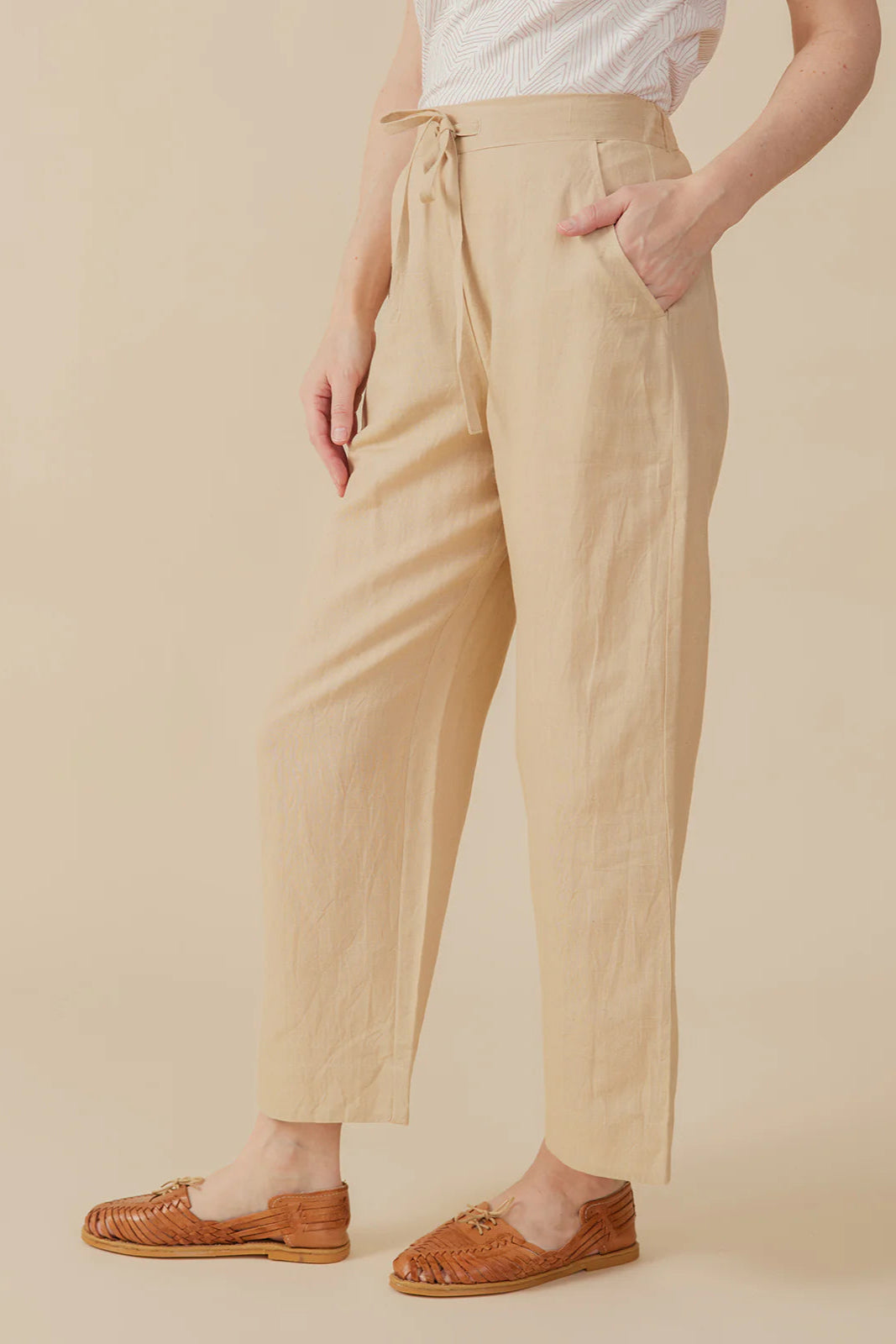 Emmy Drawstring Pant - Birch Linen