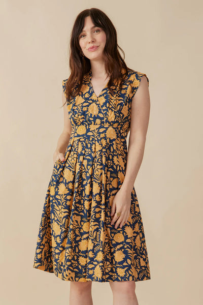 Lucille Dress - Navy Botanical
