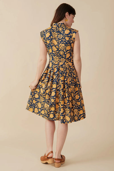 Lucille Dress - Navy Botanical