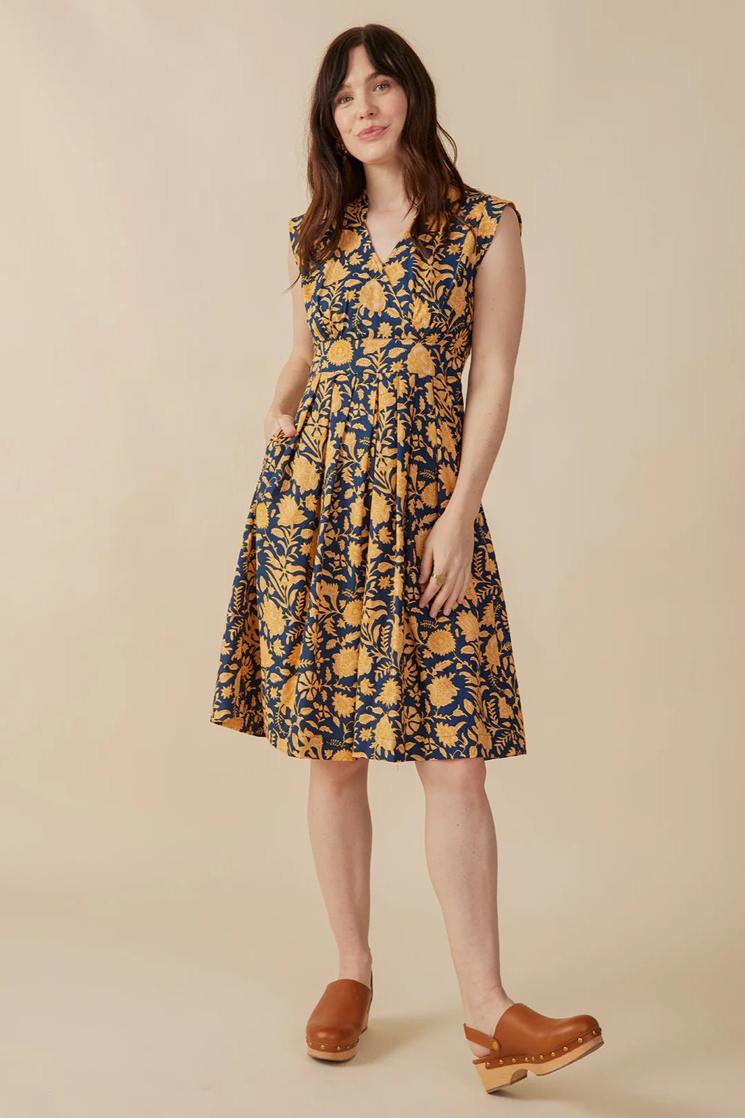 Lucille Dress - Navy Botanical