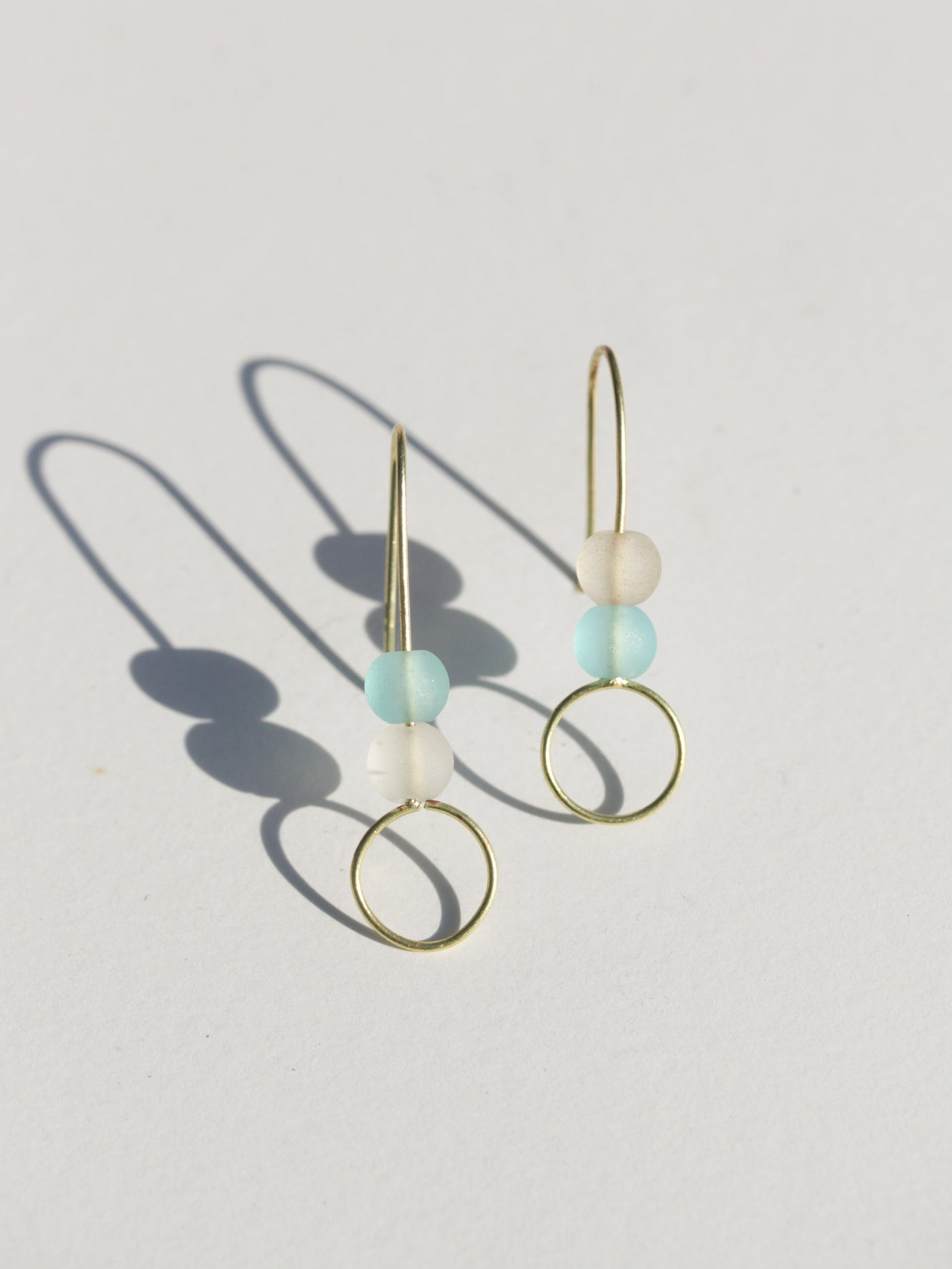 Sea Glass Stack Earrings - Aqua Surf