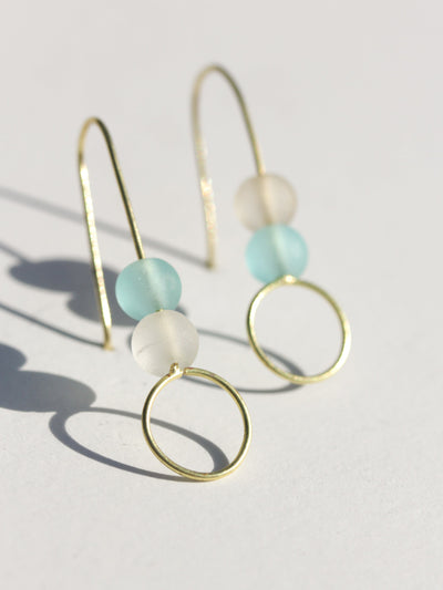 Sea Glass Stack Earrings - Aqua Surf