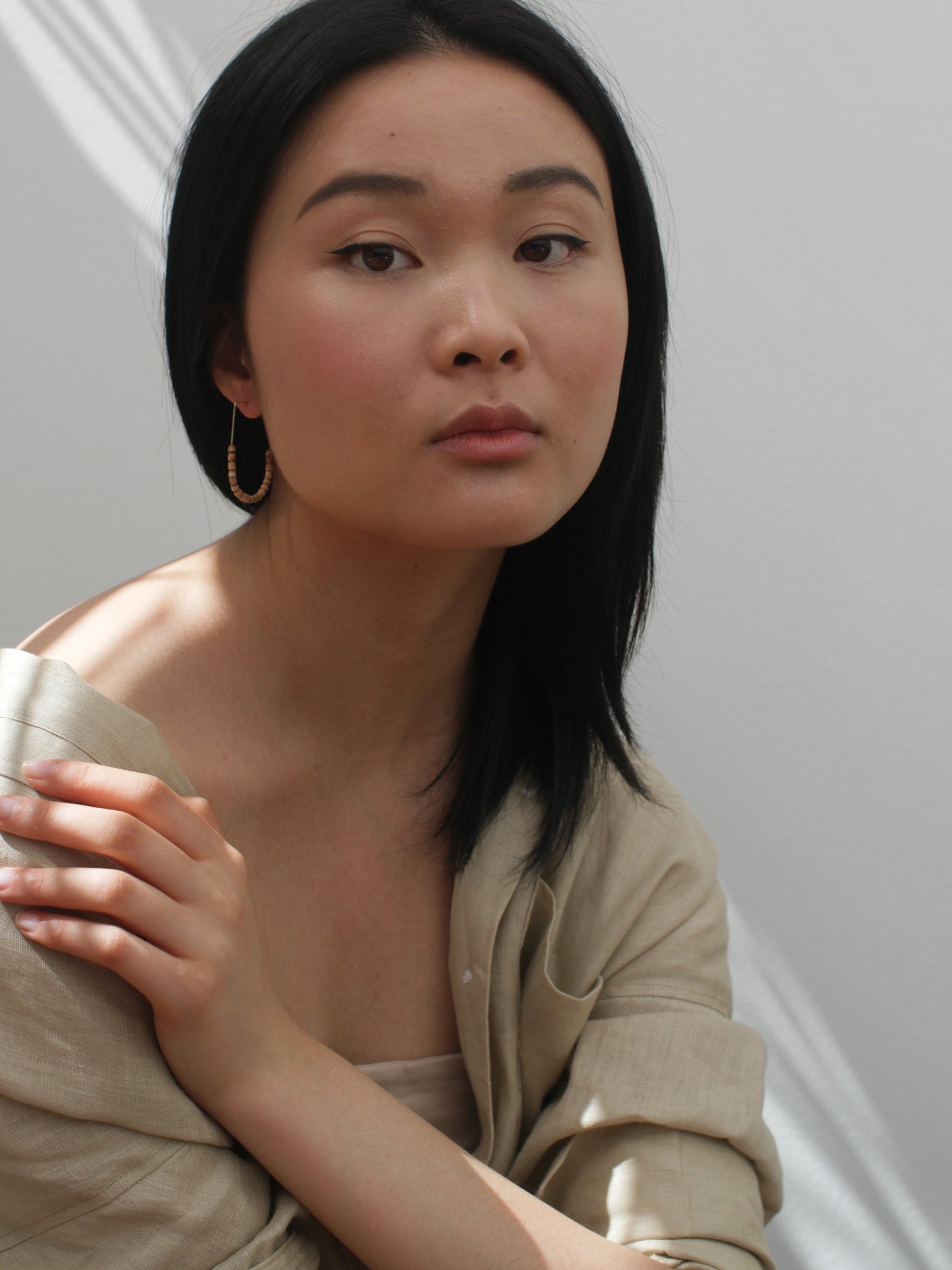 Teak Beaded Drape Earrings
