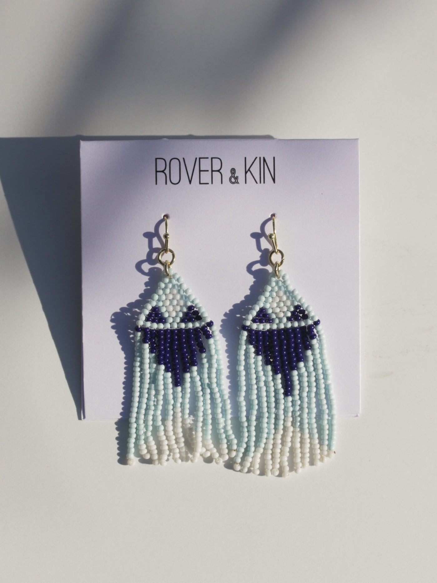 Beaded Fringe Earrings - Seascape