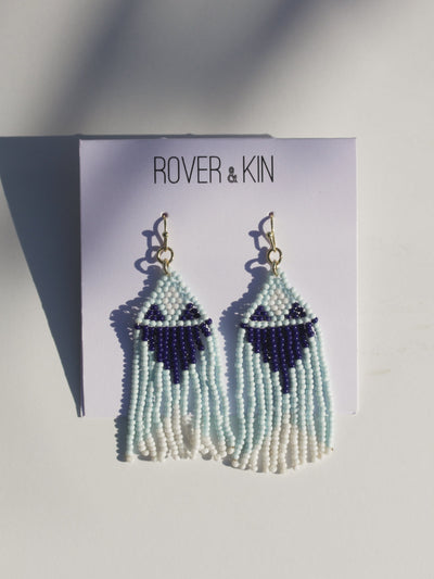 Beaded Fringe Earrings - Seascape