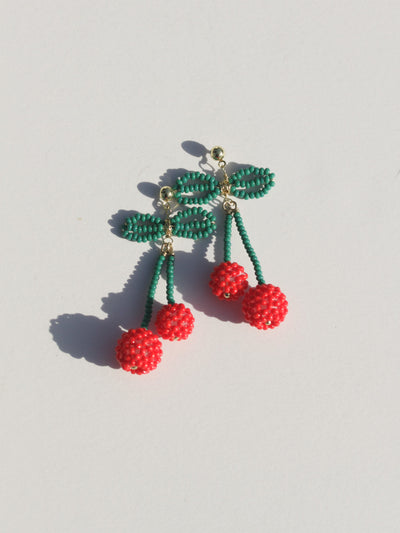 Cherry Beaded Earrings