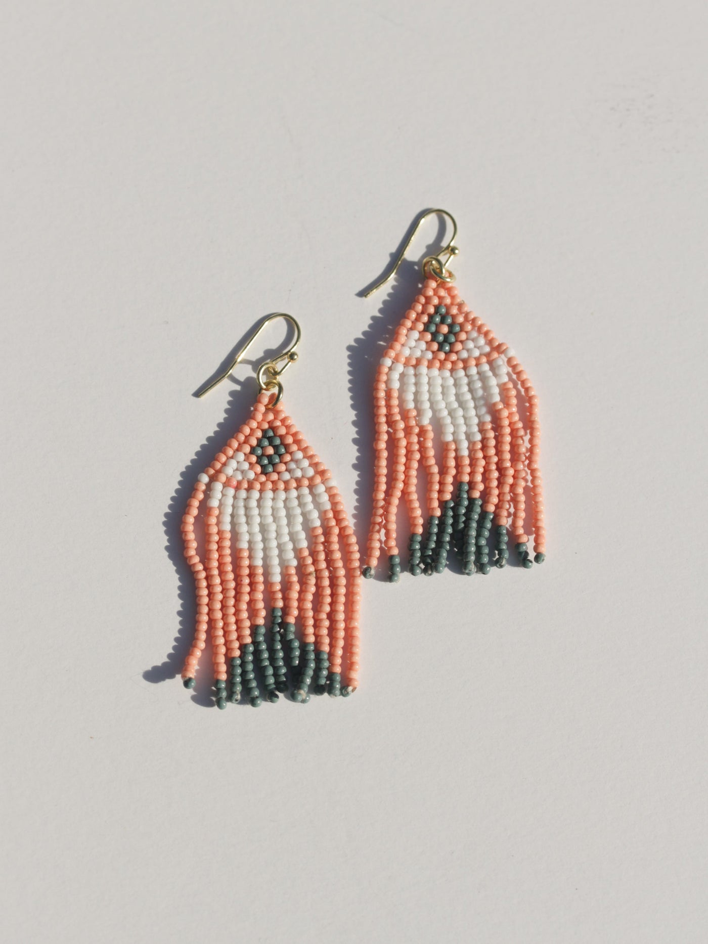 Beaded Fringe Earrings - Flamingo