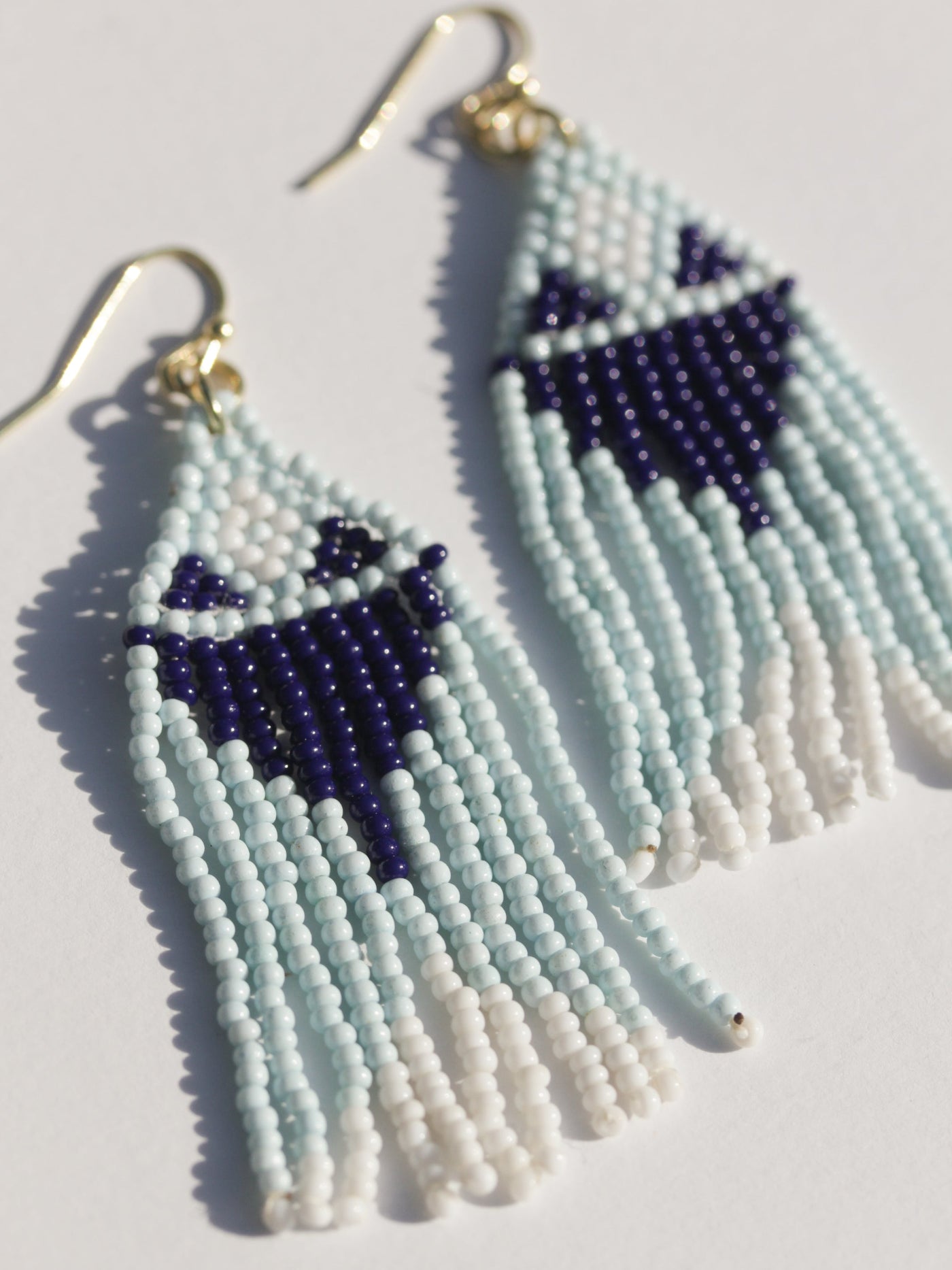 Beaded Fringe Earrings - Seascape