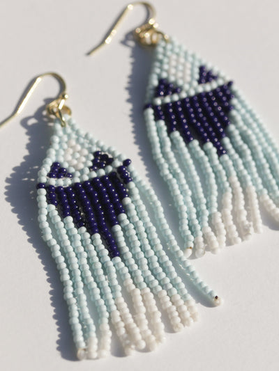 Beaded Fringe Earrings - Seascape
