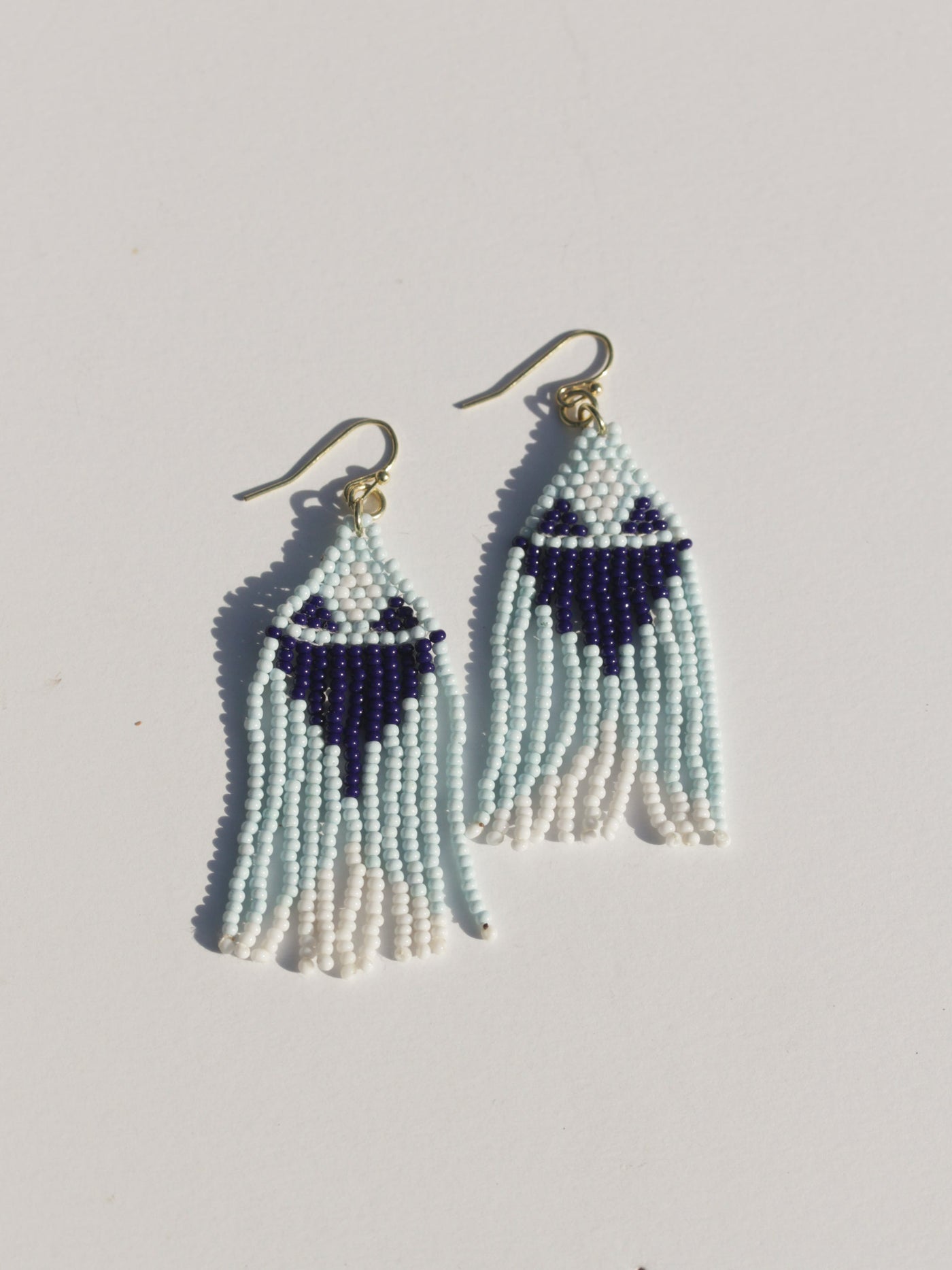 Beaded Fringe Earrings - Seascape