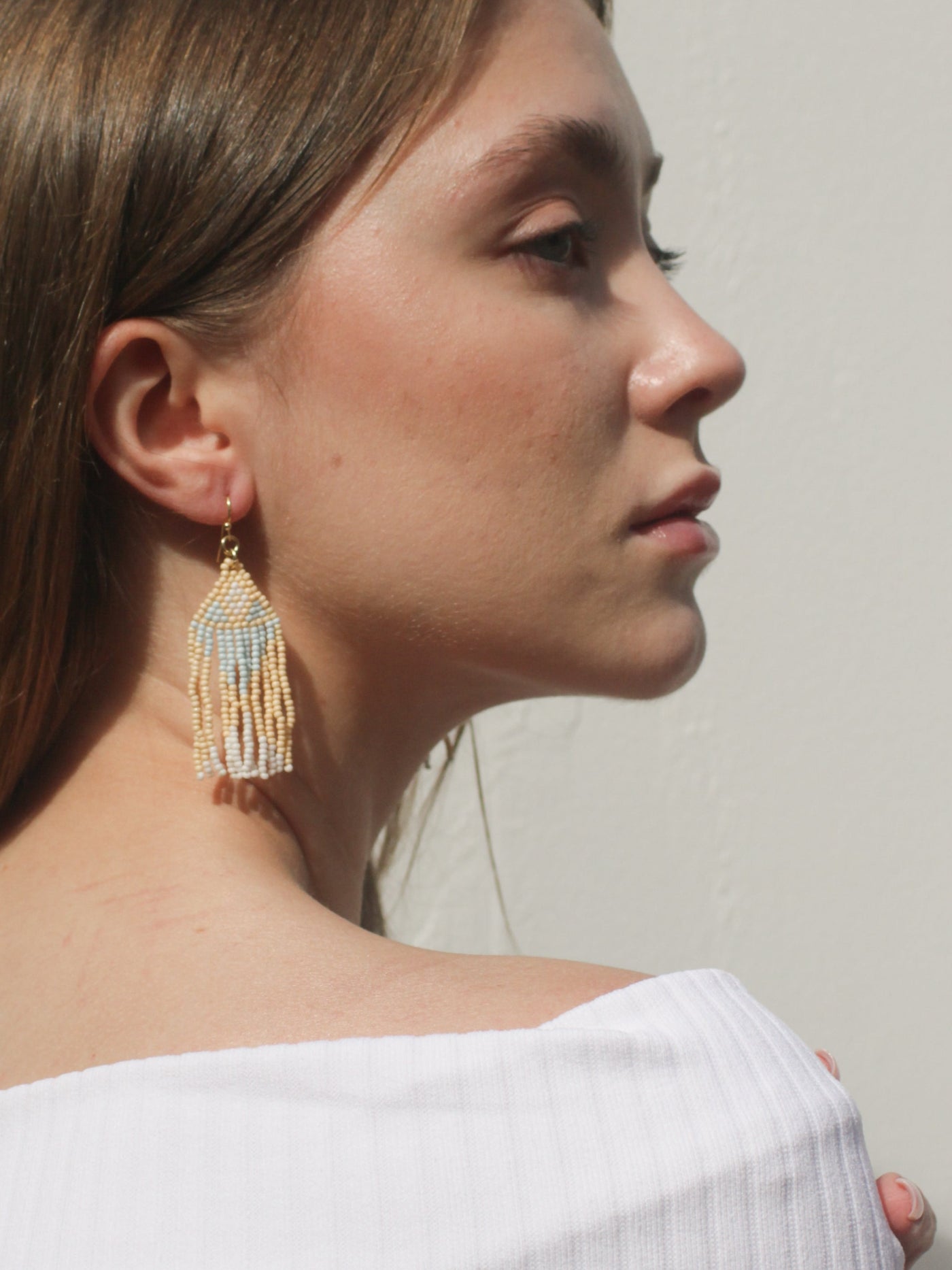 Beaded Fringe Earrings - Desert