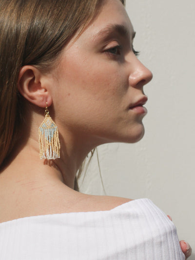 Beaded Fringe Earrings - Desert
