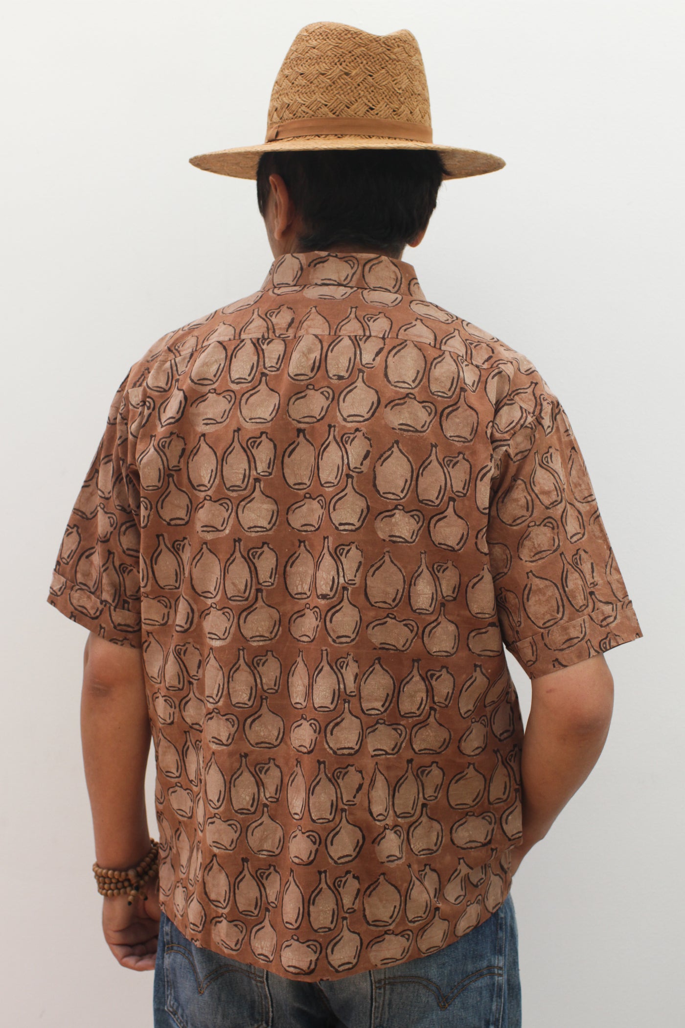Mustard Vessels Button Down - Blockprint Natural Dye