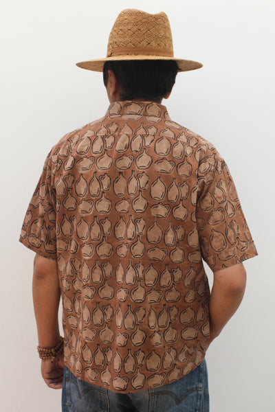 Mustard Vessels Button Down - Blockprint Natural Dye