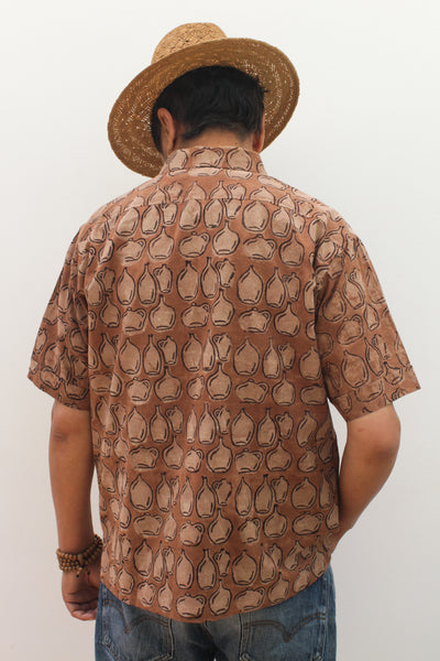 Mustard Vessels Button Down - Blockprint Natural Dye