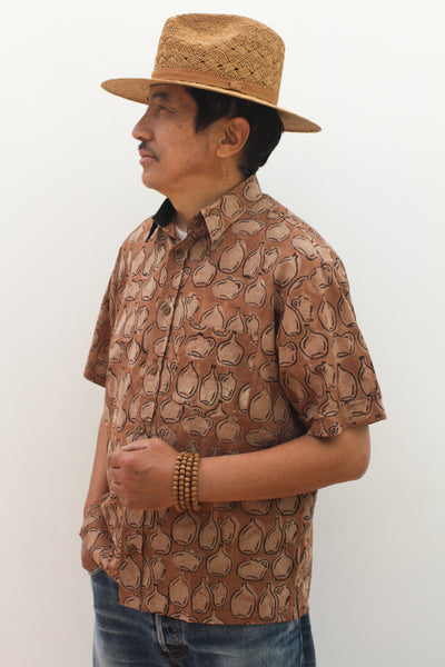 Mustard Vessels Button Down - Blockprint Natural Dye
