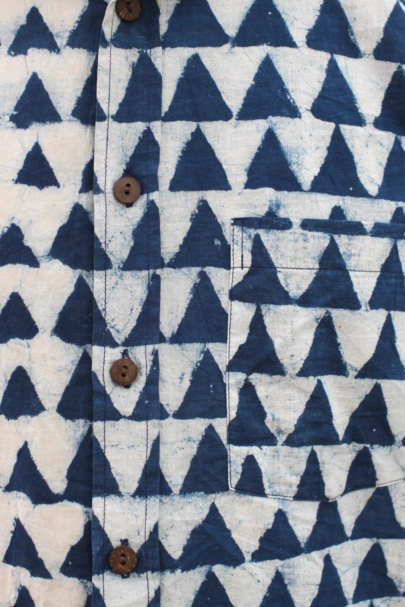Indigo Triangles Button Down - Blockprint Natural Dye