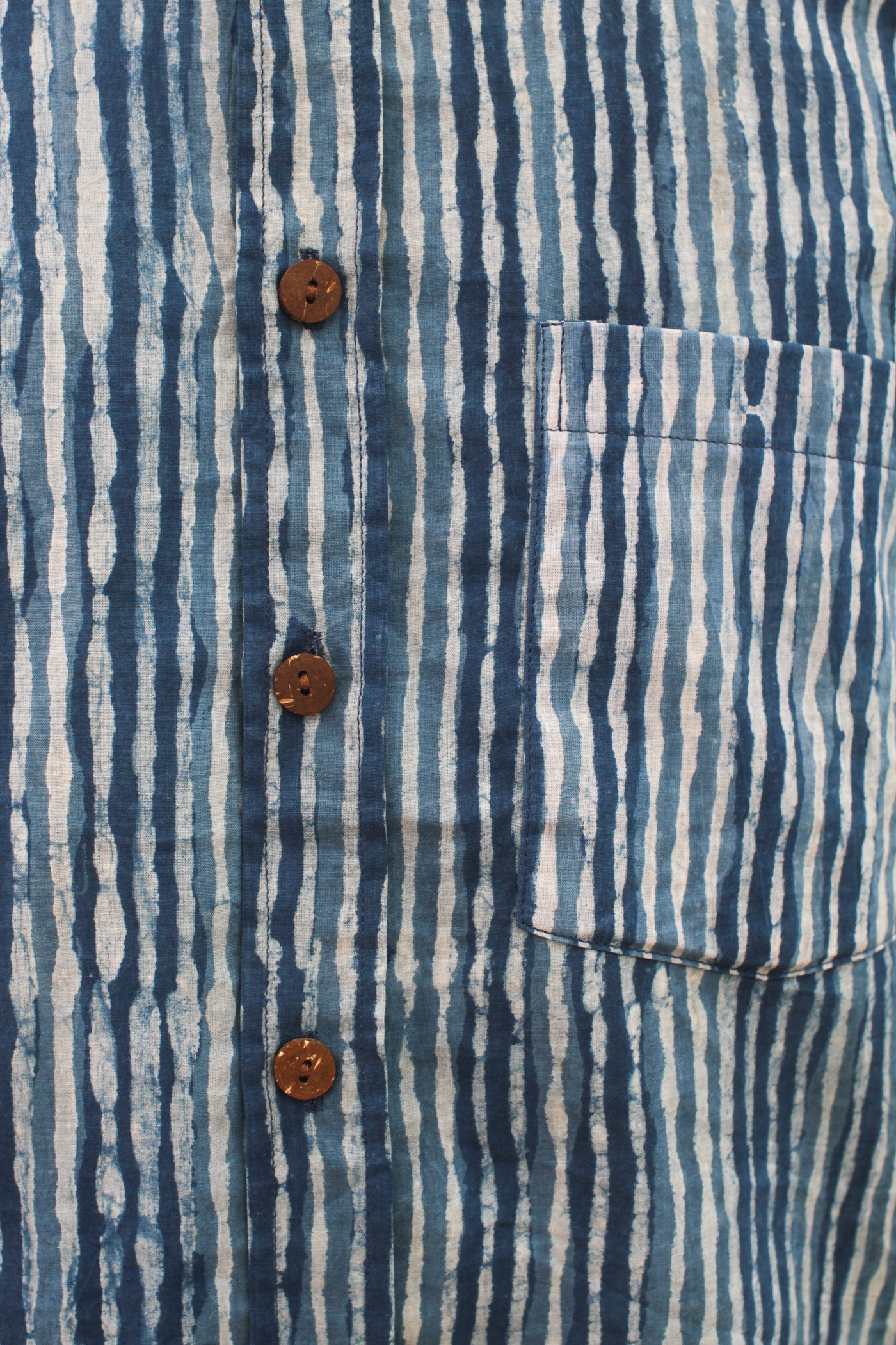 Indigo Stripes Button Down - Blockprint Natural Dye