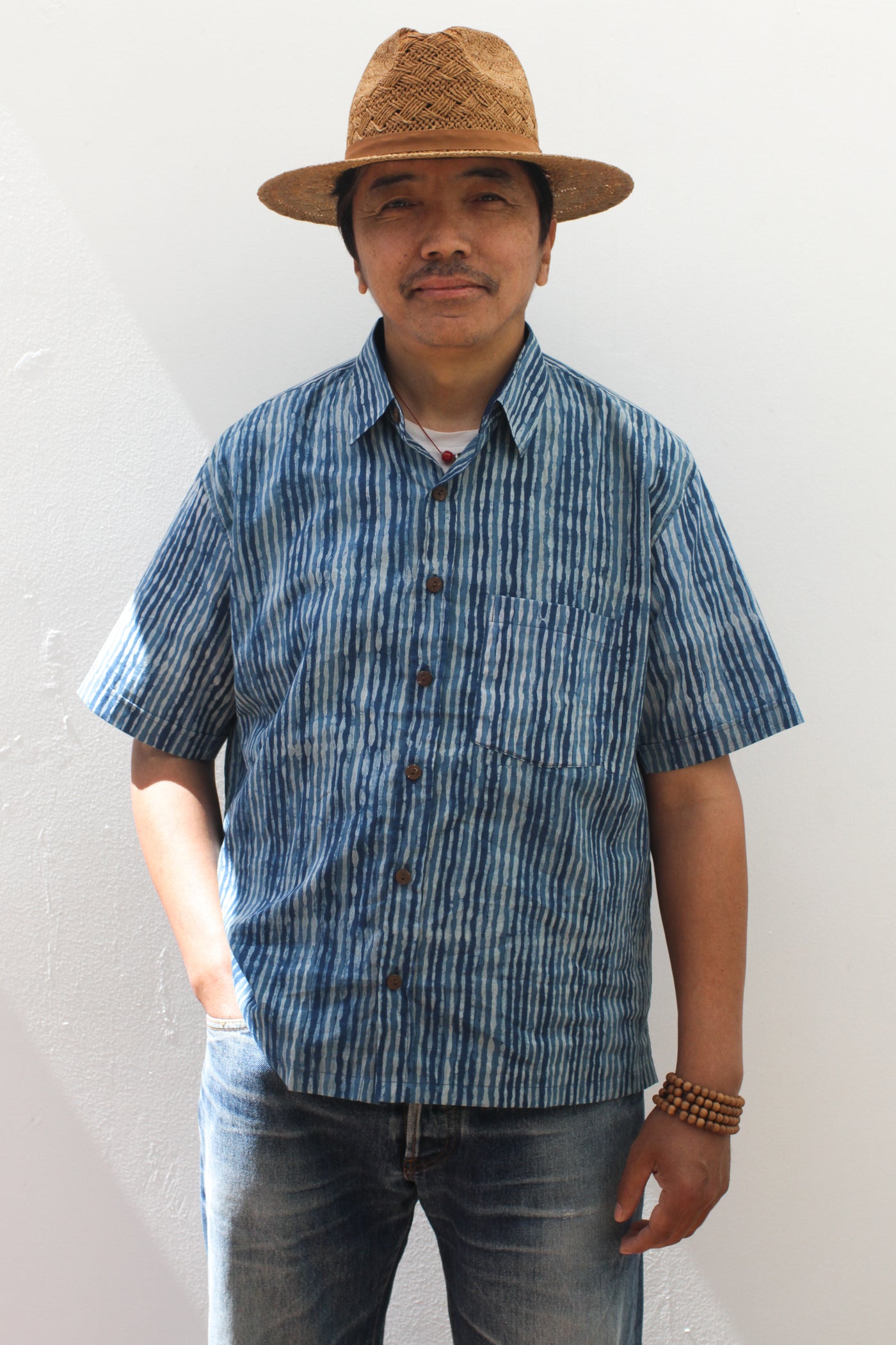 Indigo Stripes Button Down - Blockprint Natural Dye